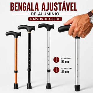 Bengala Ortopédica para Idoso Alumínio Reforçada 6 Ajustes muleta ajustavel regulavel aluminio velho apoio