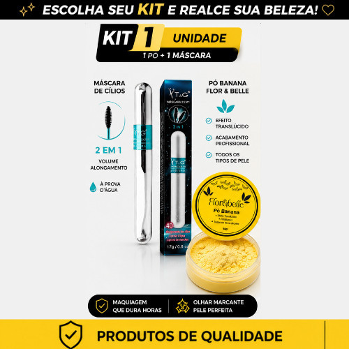 Kit Maquiagem Feminina Máscara De Cílios Tango 4D À Prova D'Água + Pó Banana + Rímel