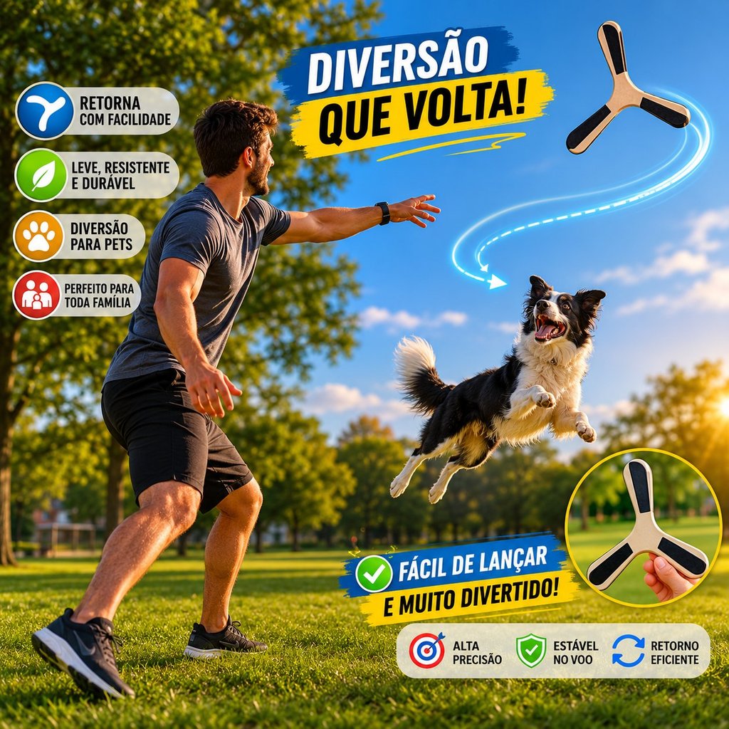 Bumerangue Retornável Profissional Aerodinâmico Esporte Lazer Outdoor Praia Parque Diversão Família, Lazer Para Seu Pet