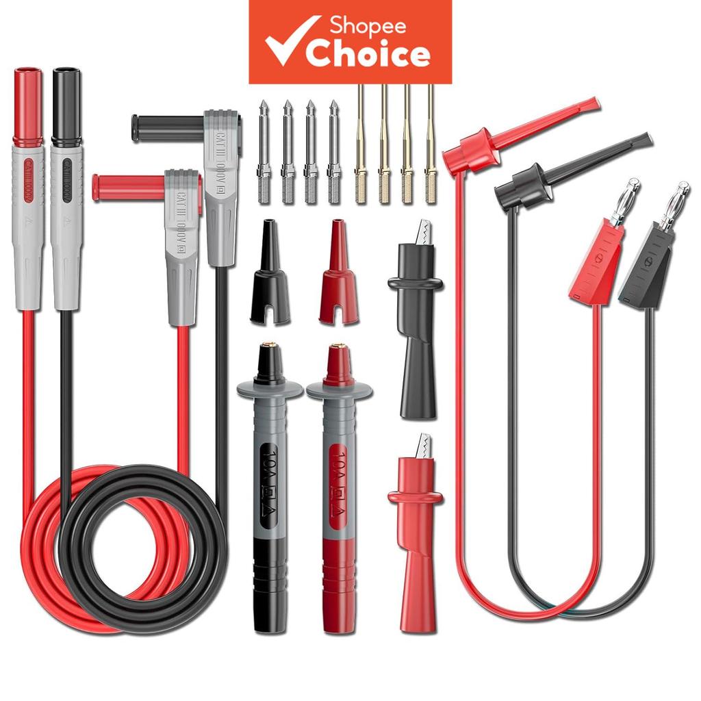 Kit de Cabos de Teste para Multímetro com Clips Jacaré, Plug Banana para Clips de Gancho de Teste, Conjunto de Pontas de