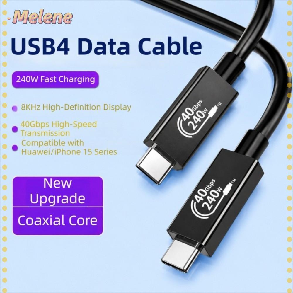 Cabo De Dados MELENEY9 USB4 , Carregamento Duplo Tipo C Thunder-bolt 4 40 Gbps , Linha USB-Macho Para De Alta Velocidade