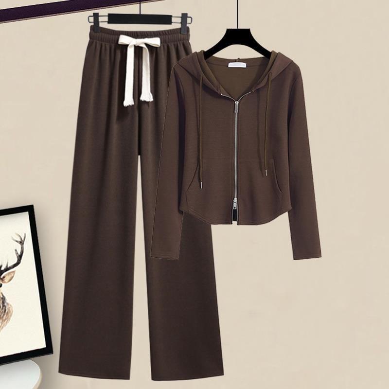 Conjunto Moletom Feminino Pantalona Confortavel Blusa Manga Longa Com Ziper E Capuz Soltinho