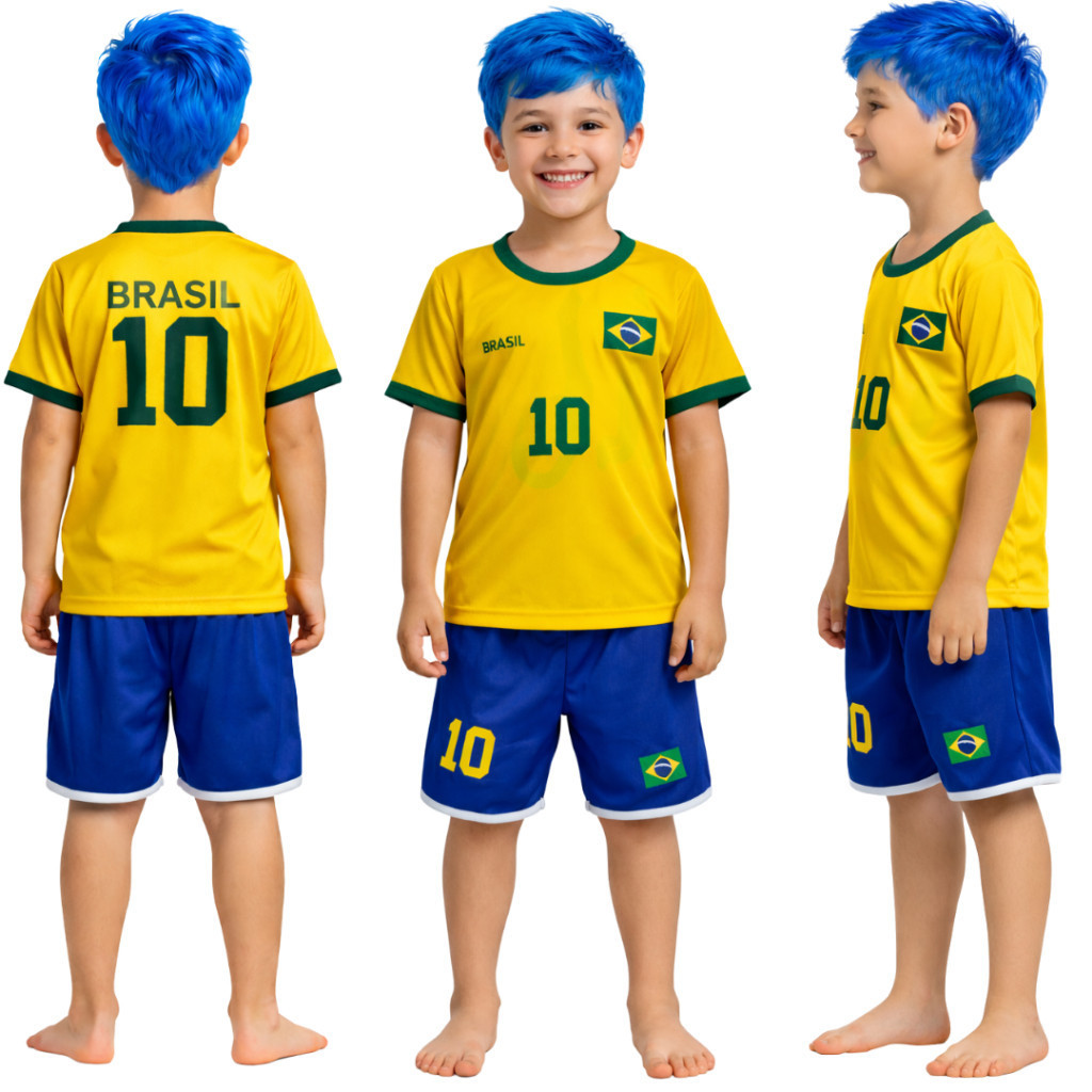 Conjunto Kit Infantil Do Brasil - Camiseta do brasil + Bermuda ENCANTOCHICK