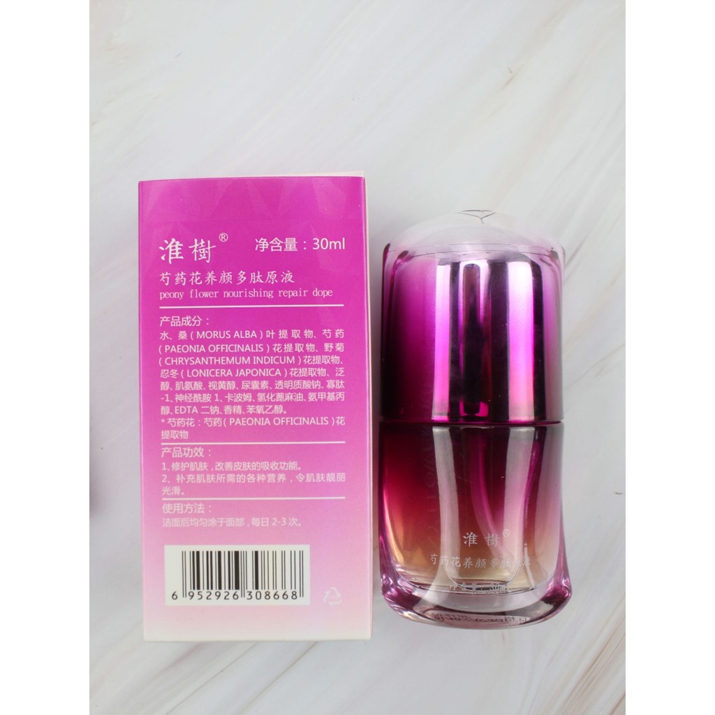 Huaishu Peônia Flor Beleza Peptídeo Essência 30G Cuidados Faciais Beleza Hidratante Essência Facial