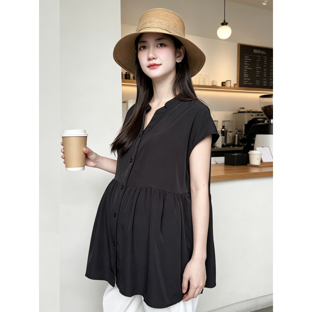 Camisa de maternidade camisa de bebê estilo ocidental reduzindo a idade vestido de maternidade topo de manga curta verão