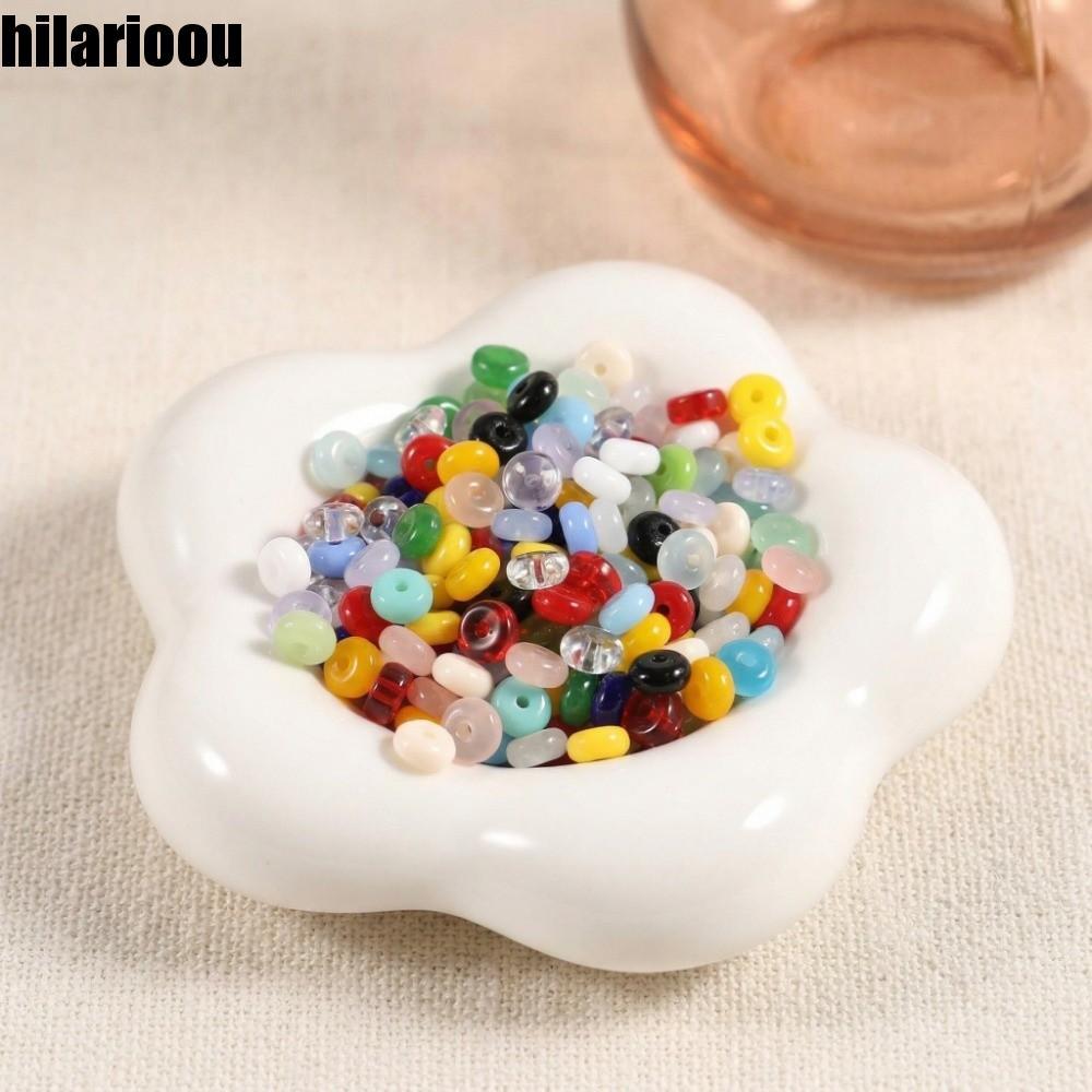 HILARIOOU 105 Unidades De Contas De Joias DIY , Redondas Planas Multiclor 3x6mm Soltas De Cores Mistas Lisas Opacas