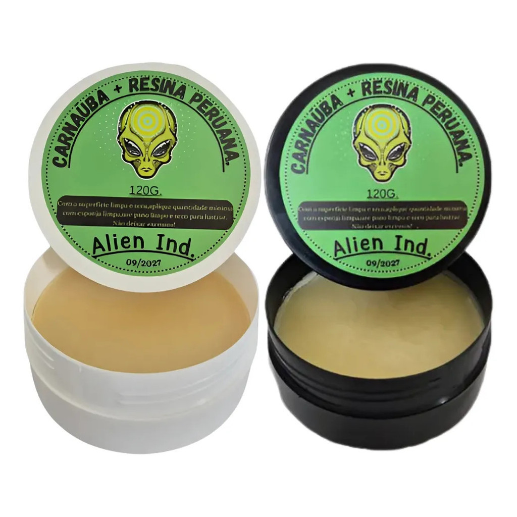 Kit 2 Ceras Automotiva Alien Brilho Intenso Polimento Lataria + Renovador Plástico e Borracha