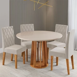 Mesa de Jantar 4 Lugares Kalen com Vidro - Viero Móveis