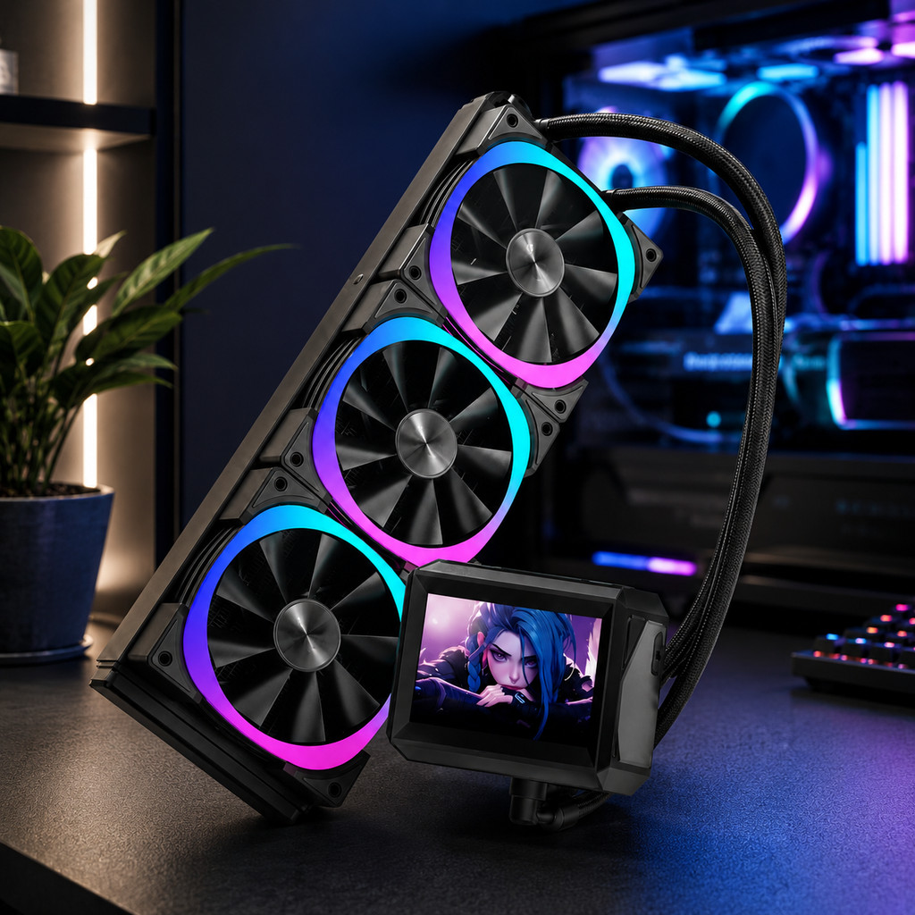 Water Cooler 360mm para Processador PC Gamer RGB LCD 3 Ventoinhas DELTA-CW360LCD