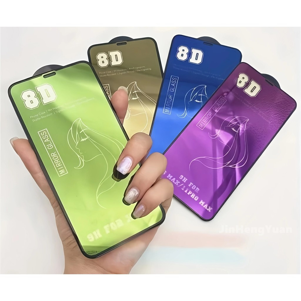 Película de Vidro Temperado com Superfície Espelhada 8D Adequada para iPhone 17 16 15 13 14 13 12 11 Pro Max Air Plus Pr