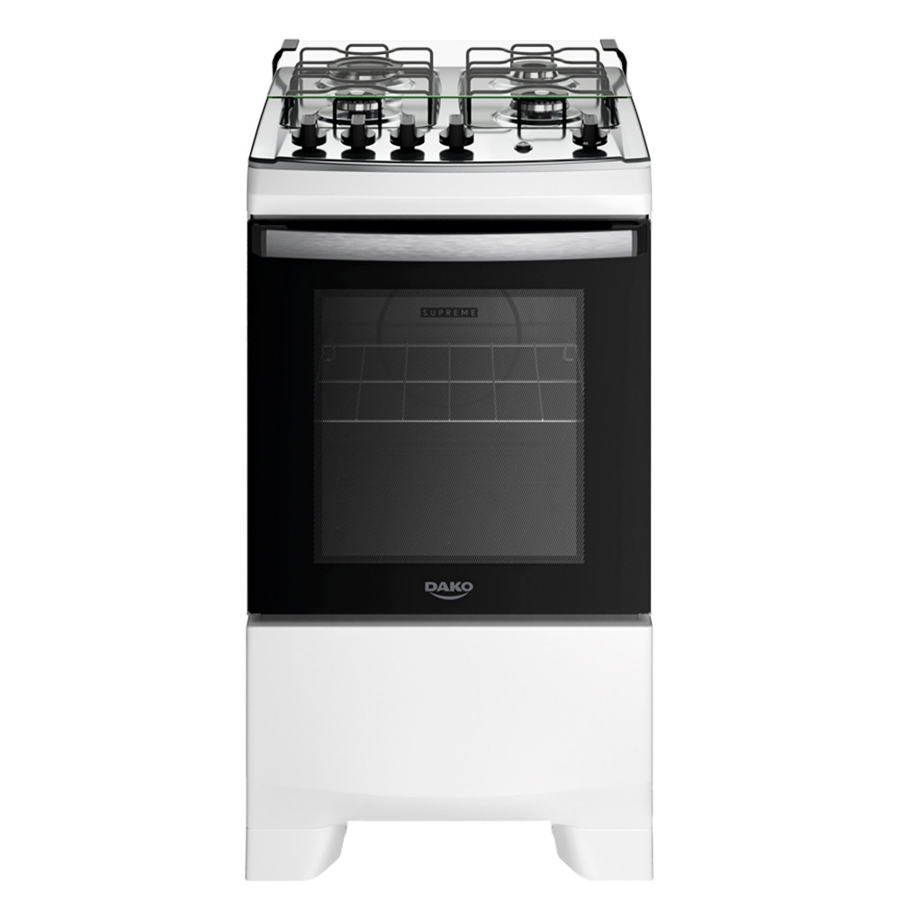 Fogão 4 Bocas a Gás Dako Supreme com Acendimento Automático Mesa Inox Branco Bivolt