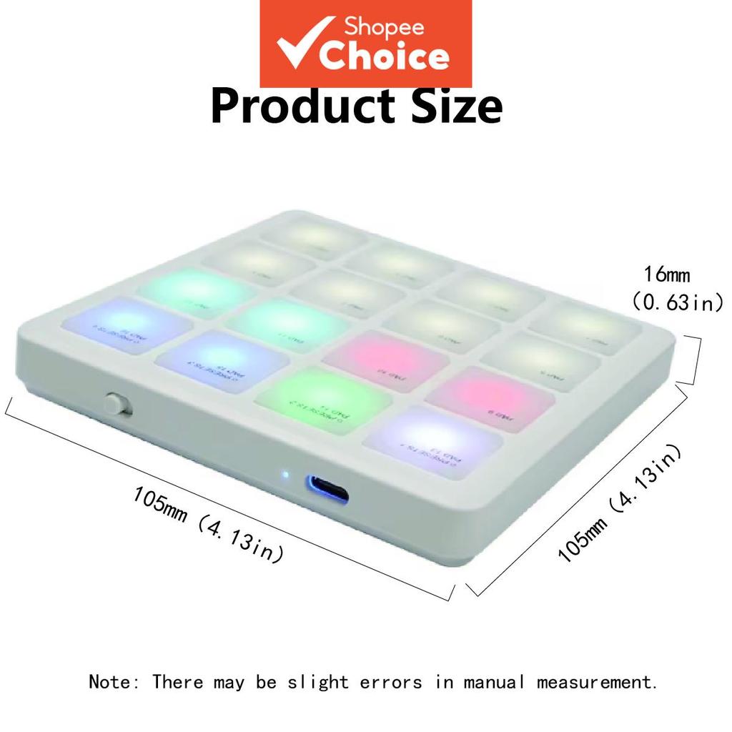 M-VAVE SMC-PAD Controle MIDI sem fio, 16 pads, design compacto, USB-C portátil, para teclado de percussão e ferramenta