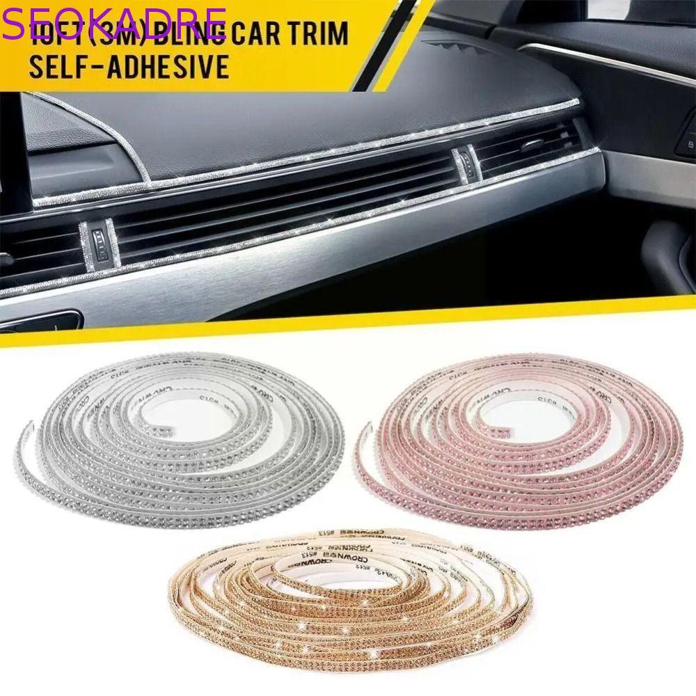 SEOKADRE Bling Car Trim , Adesivos Autoadesivos De Porta De Cristal De Carro De 5 Mm , Molduras Automáticas De Contas