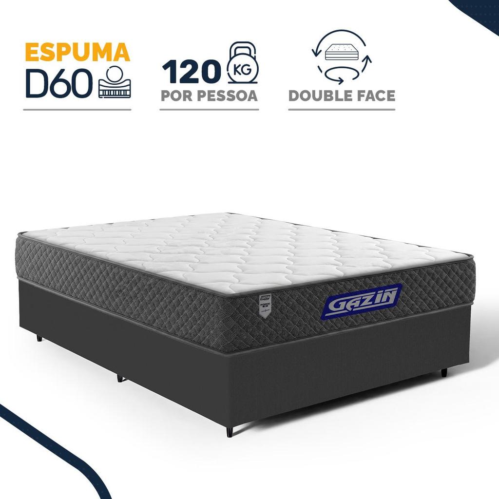 Cama Box com Colchão Gazin de Espuma D60 Double Face Force UP Casal 138cm