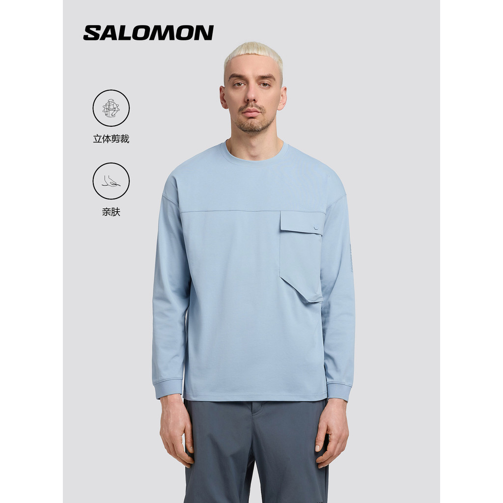 Salomon Outdoor Masculino Pele-Friendly Trendy Commuter Lazer Esportes Camiseta de manga comprida PL LS TEE M