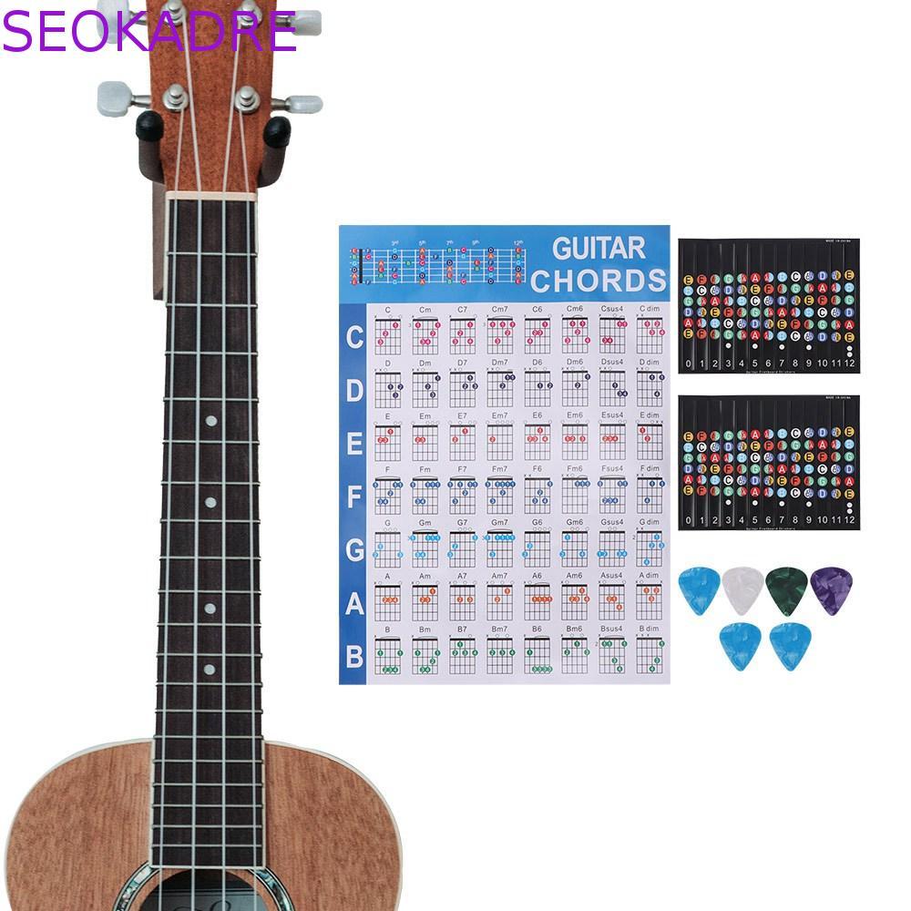 Gráfico De Acordes De Prática De Guitarra SEOKADRE , Pôster De Papel Revestido Codificado Por Cores , De Vinil Impresso