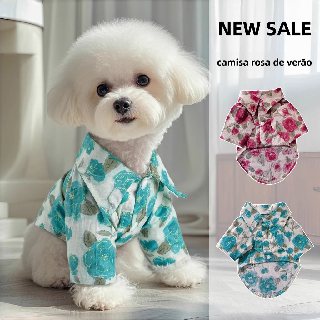 2026 Brasil Roupas para cães de novo estilo mais vendidas, camisa de manga curta respirável estilo fino primavera verão,