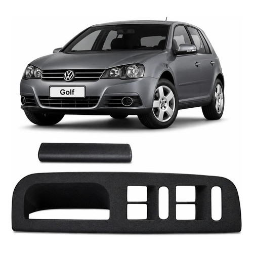 Kit Puxador + Acabamento da Porta Dianteira Interna Golf Bora Esquerdo Motorista Vidro Elétrico Preto