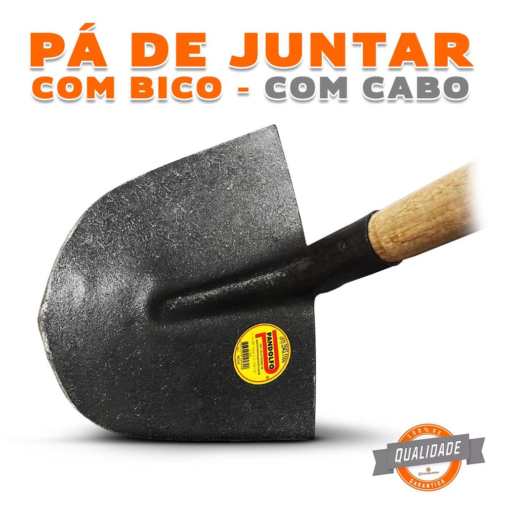 Pá De Juntar De Bico Forjada Com Cabo De Madeira Curvo