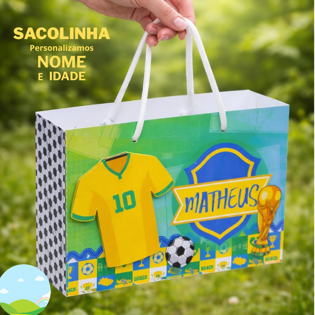 10/15/20/25 Sacolinhas Personalizadas Festa COPA PEGUE MONTE (19x15x6cm)