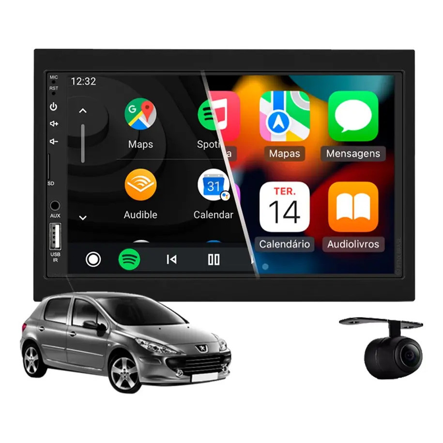 Central Multimídia Carplay Peugeot 307 2002 À 2012