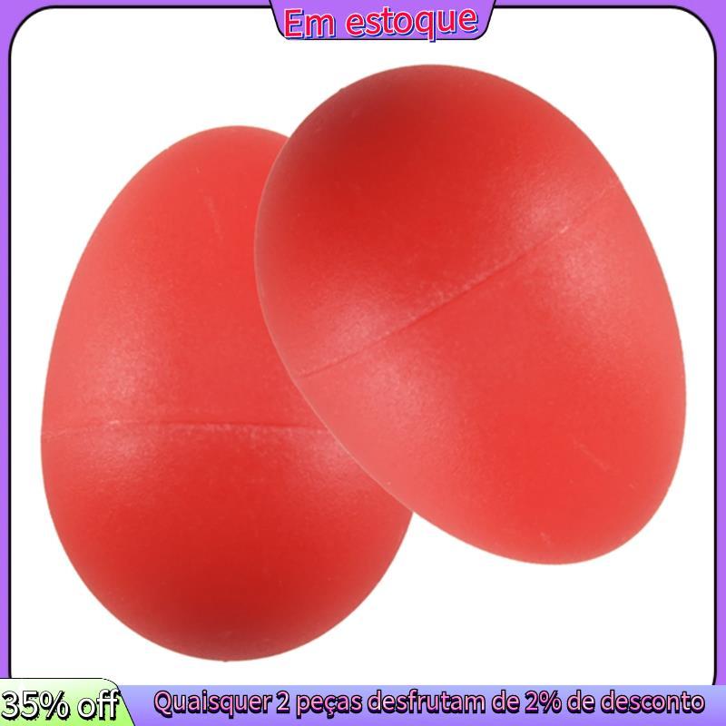 1 Par De Plástico Percussão Musical Ovo Maracas Shakers Vermelho