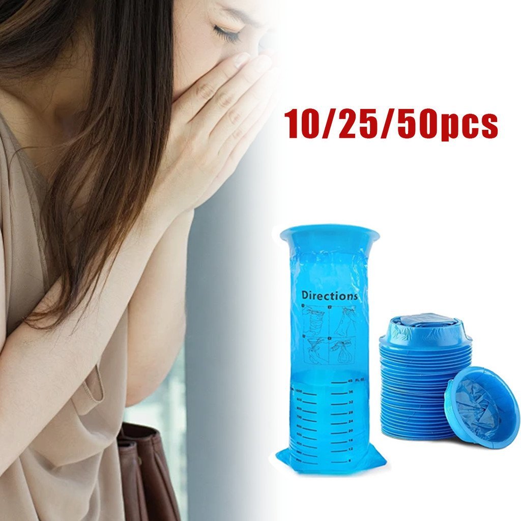 10/25/50 unidades de sacos descartáveis para vômito de 1000ML, adequados para viagens, carro, avião, aliviam enjoo de mo