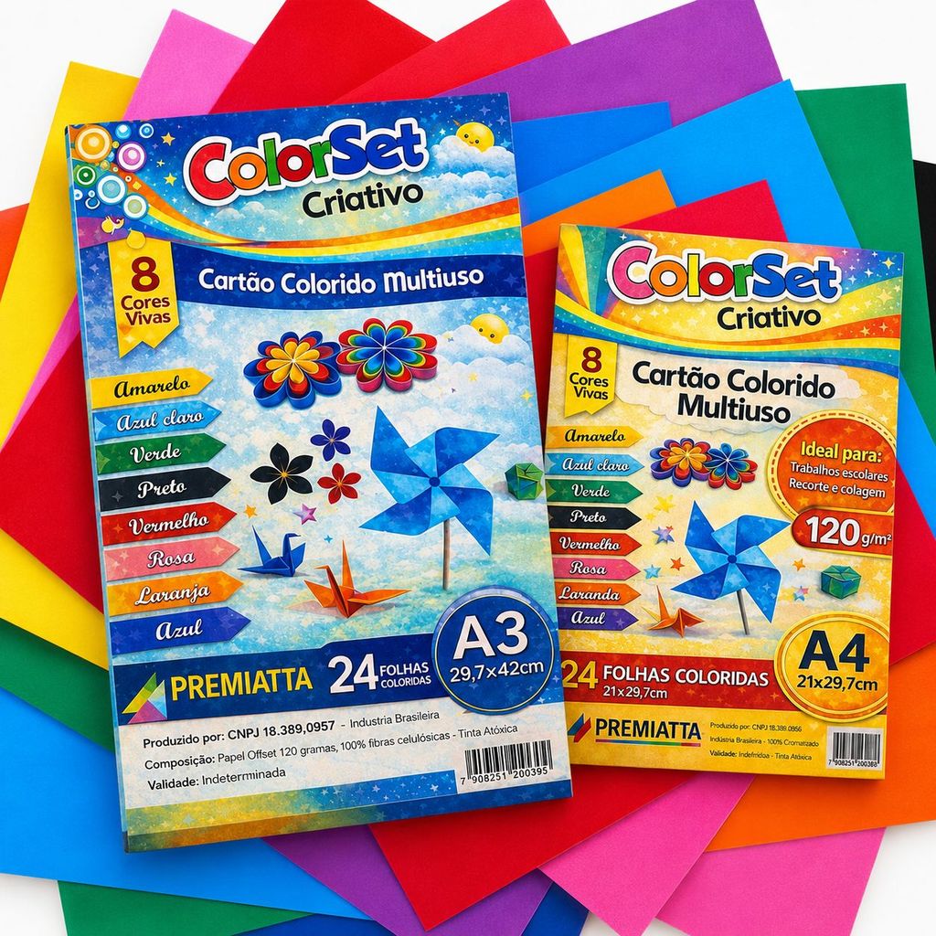 Kit Papel A4 A3 Colorido Kraft Fluorescente 90g 100g 120g 180g Criativo Para Impressão Artesanato e Convites