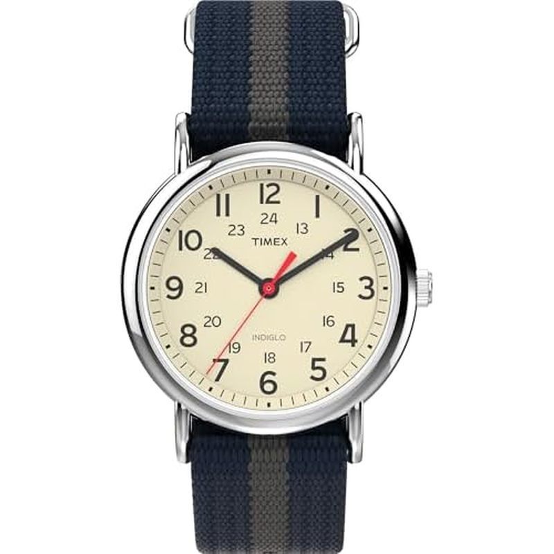Relógio Analógico Uni Timex Weekender 38 Mm | Luz De Fundo INDIGLO Deslizamento Durável Ajustável Da Tela De Nylon Corre