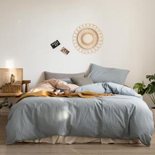 Muji 40s algodão lavado conjunto de quatro peças engrossado ponto duplo cor sólida algodão puro algodão Super macio genu