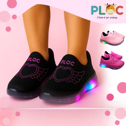 Tênis Infantil LED Menina PLOC - Coração Alado