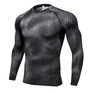 Novo masculino 3D tridimensional impresso Yuerlian Fitness correndo treinamento de manga comprida apertado
