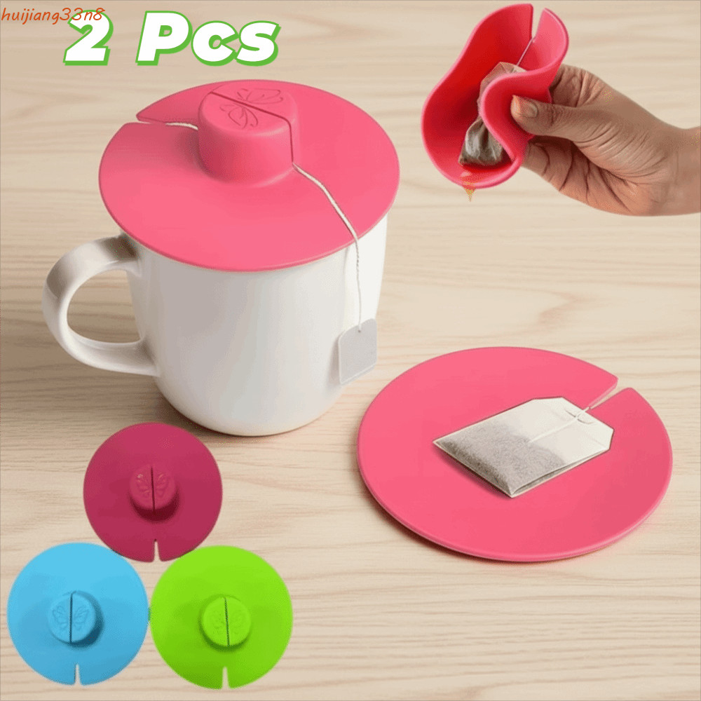 HUIJIANG 2 Peças Parceiro De Saquinho De Chá , 2 Em 1 Com Tampa De Caneca Alça , Espremedor De Silicone Seguro Para Máqu