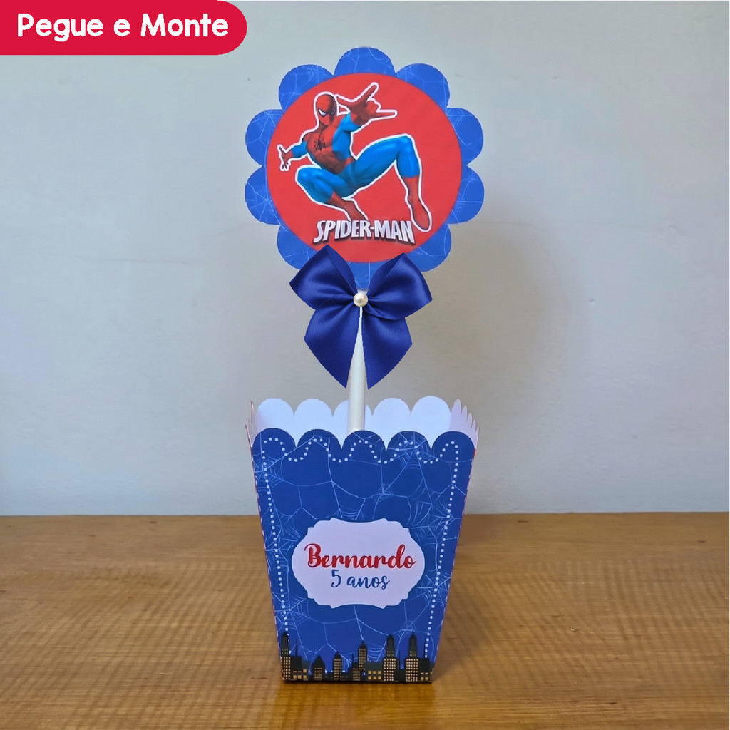 Centro de Mesa Cachepô Homem Aranha | Cachepot | Personalizados | Lembrancinhas | (Pegue e Monte)