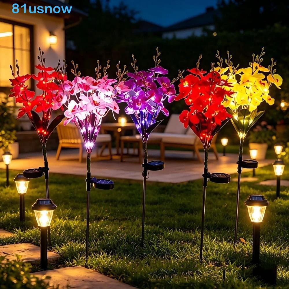 USNOW1 Lâmpada Solar De Flor De Borboleta , Luz De Estaca LED Jardim , Orquídea De Simulação