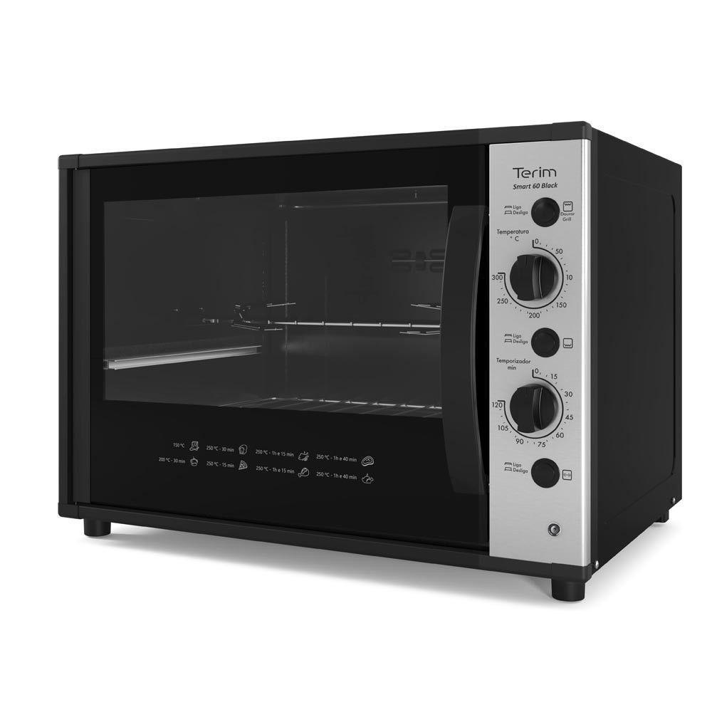 Forno Elétrico de Bancada Terim Smart60 Black 60L 1750W com Espeto Giratório Preto 110V
