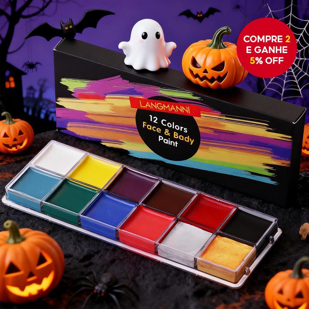 Paleta De Pintura Facial E Corporal LANGMANNI De 12 Cores-Altamente Saturada , Ideal Para Uso DIY , Presente De Dia Dos 