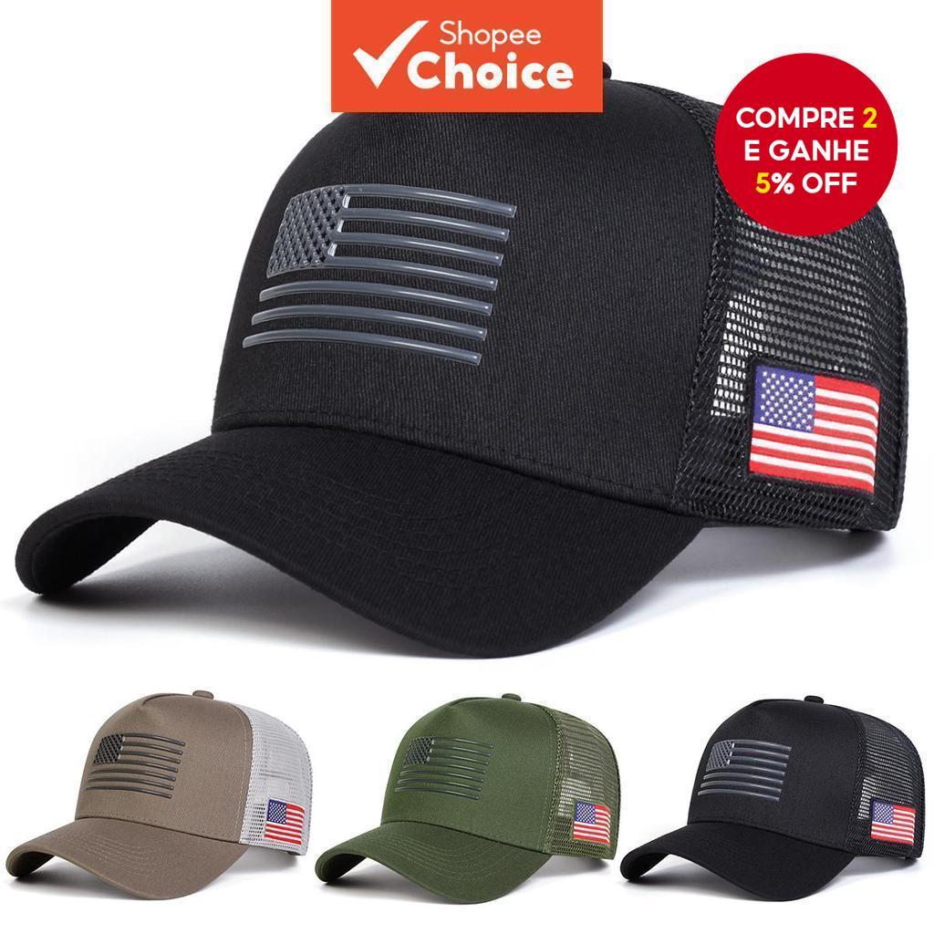 Unissex Bandeira Americana Decoração Ajustável Boné De Beisebol Malha Respirável Chapéu De Sol Primavera Verão Ao Ar Liv