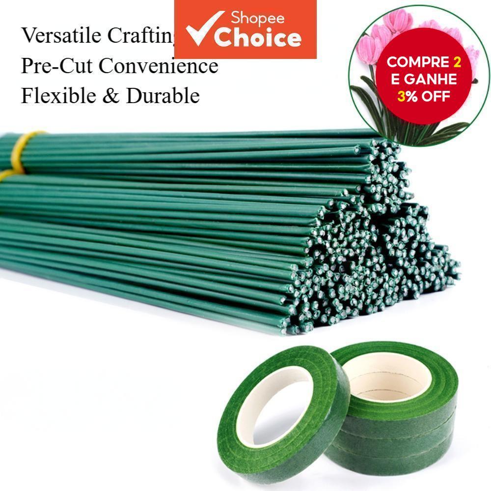 Pacote De Fios De Haste Floral , Pré-Cortado Verde Com Fita Para Fazer Buquê , Decoração De Casamento E Artesanato Faça 