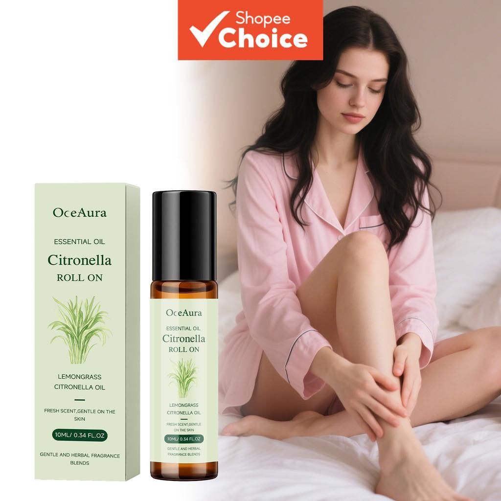 Citronela Roll-On Óleo Essencial 10 ml – Hidratante, Umectante, Brilho Natural para Cuidados Diários com o Corpo, Versão