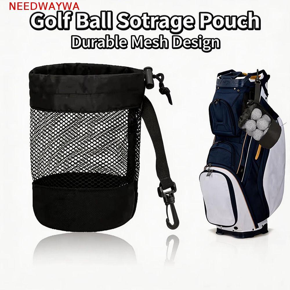 NEEDWAYWA Saco De Armazenamento De Bola De Golfe , Bolsa De Malha Com Fecho De Cordão De Alta Qualidade , Dobrável
