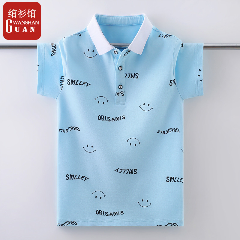 Meninos camiseta de manga curta verão puro algodão camiseta Polo médio grande meninos meia manga lapela camiseta criança