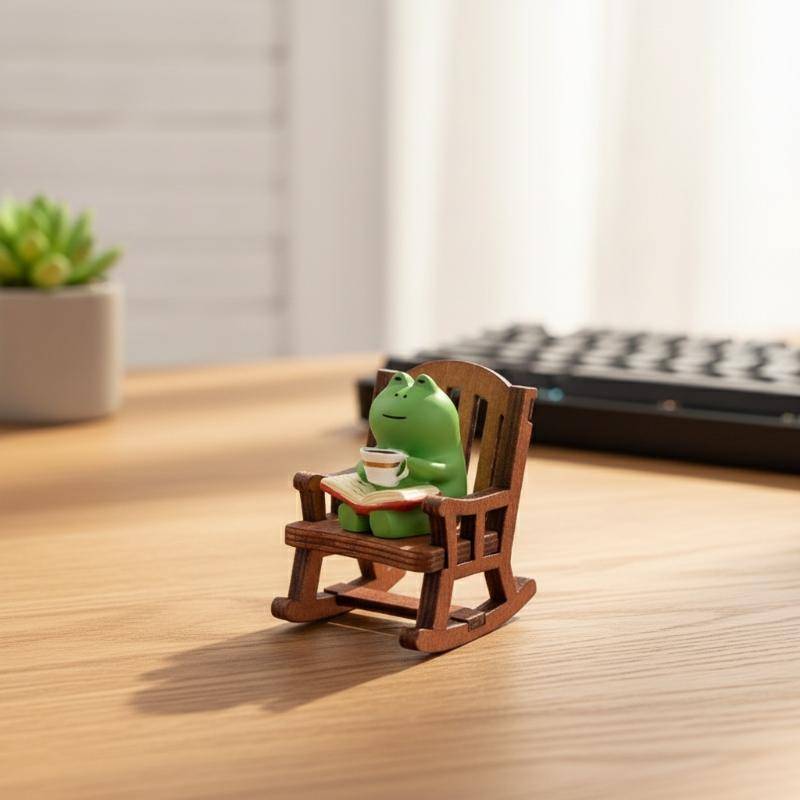 BEC Miniatura Sapo Resina Acessório Japonês Roing Cadeira Bonito Estatueta Decoração Para Sala Carro Escritório NG