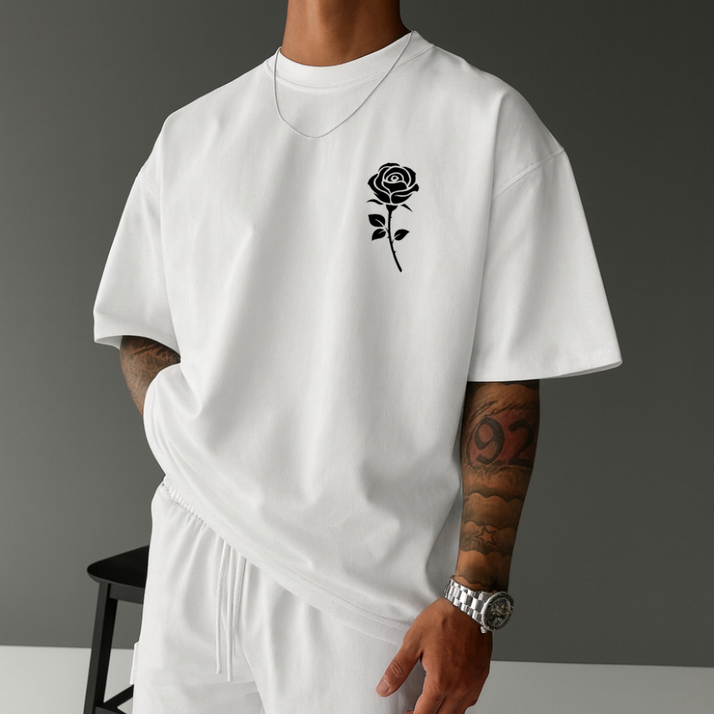 Camiseta Camisa Oversized Suedini Streetwear Flor Tecido 100% Algodão Blusa Masculina Unissex