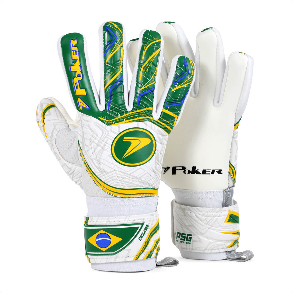 Luva de Goleiro Poker Campo Copa Profissional Branco - Adulto