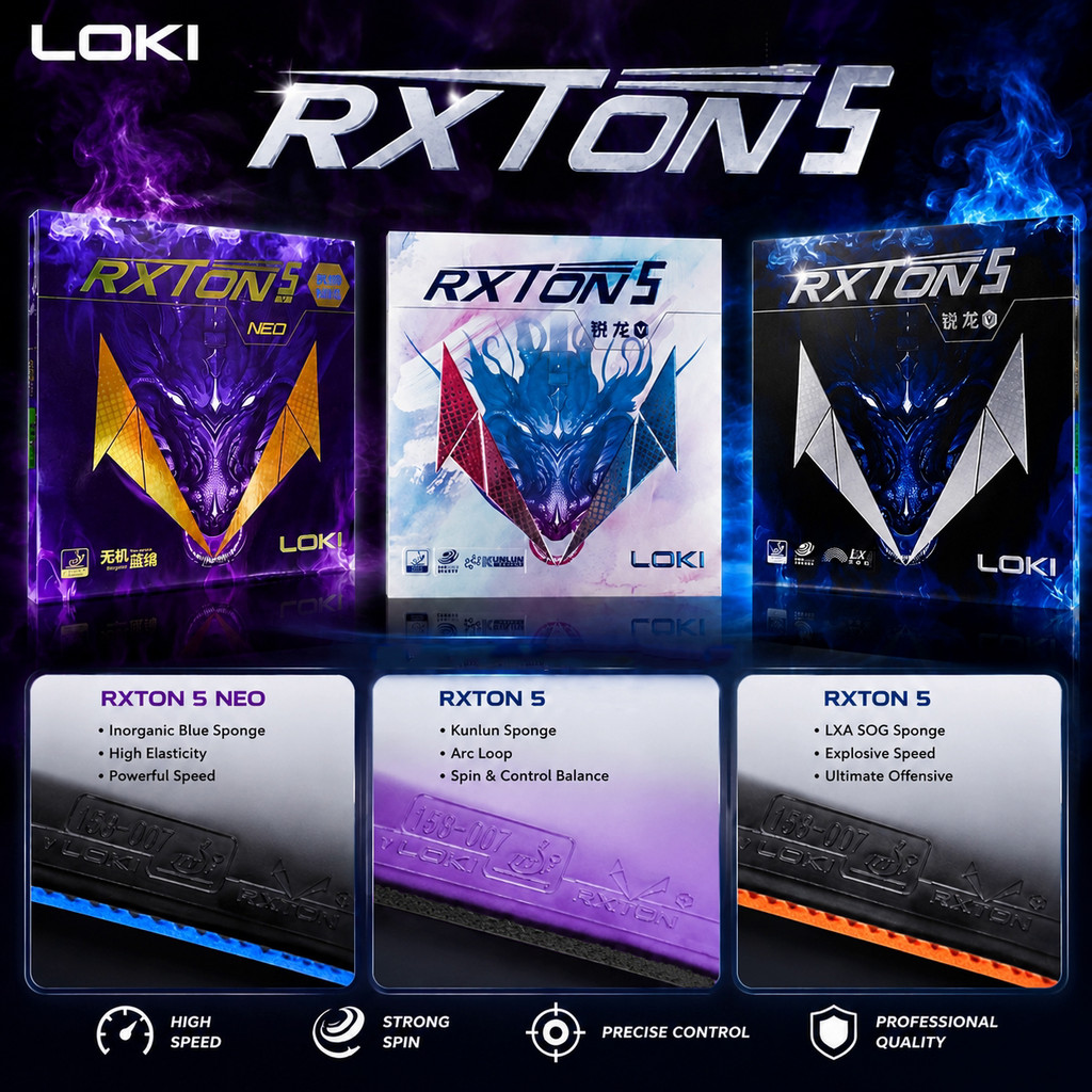Original LOKI RXTON 5 NEO Tênis De Mesa Borracha RXTON5 Série ITTF Aprovado Ping Pong Pegajosa Alta Elástica Esponja Par