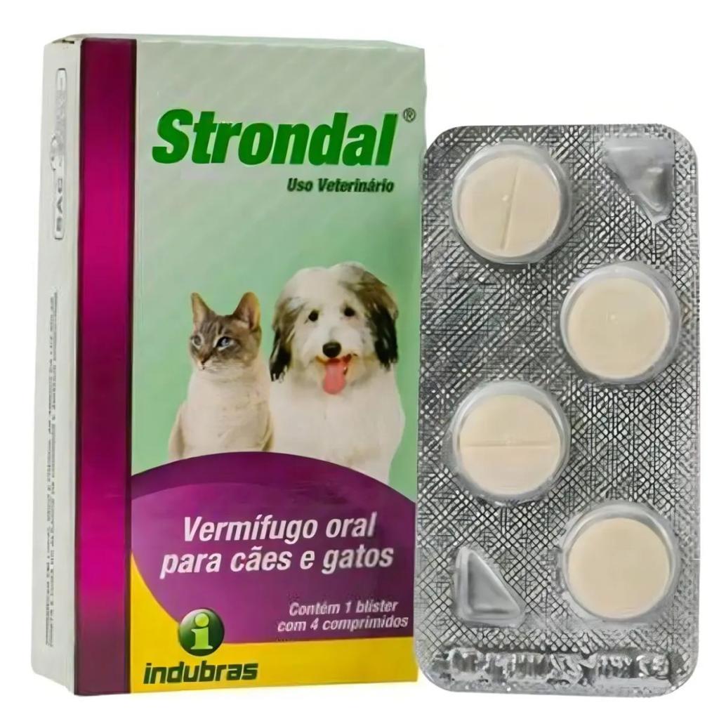Strondal Vermífugo Indubras Para Cães e Gatos 4 Comprimidos