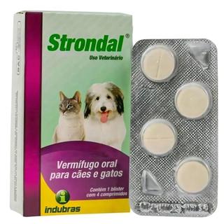 Strondal Vermífugo Indubras Para Cães e Gatos 4 Comprimidos