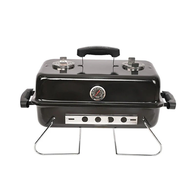 Churrasqueira Portátil Carvão Bafo Inox Dobrável 55x37cm
