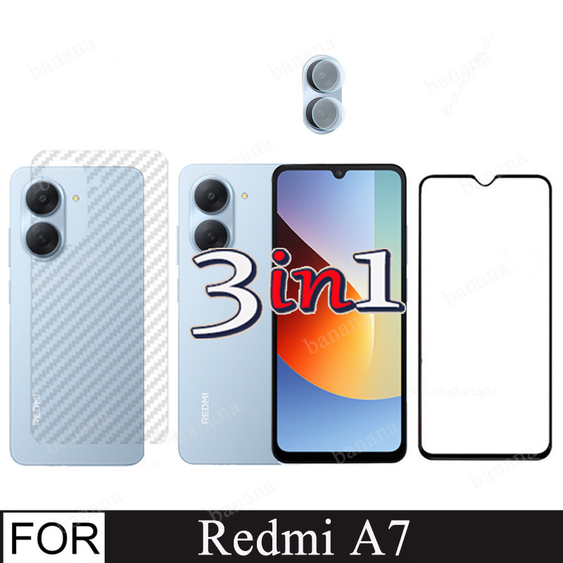 Protetor De Tela De Vidro Temperado 3 Em 1 Para Redmi A7 Pro A5 Poco C85X C81X C71 Lente De Câmera Frontal